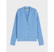 Mid cable v-neck cardigan - Vessel blue