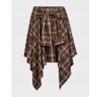 Dagny Check Tie Skirt - Brown