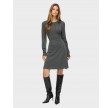 Vikerry O-Neck L/S Kable Knit Dress - Dark Grey Melange