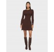 Vikerry O-Neck L/S Kable Knit Dress - Coffee Bean