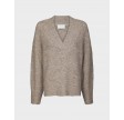 Melli fluffy knit blouse - Beige melange
