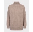 Row rib padded roll-neck knit - Mink