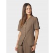 Jules Pinstriped Blouse - Taupe