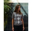 Gia Check Knit Blouse - Dark Taupe