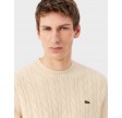 Cable knit wool crew neck - Ecru white