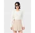 Stripe accent cable knit sweater - White