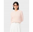 Stripe accent cable knit sweater - Rose