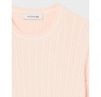 Stripe accent cable knit sweater - Rose