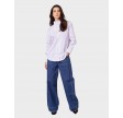 Somo stripe funnel neck shirt - White