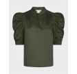 Roella Heavy Sateen Blouse - Deep Green