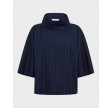 Gabie Pin Funnel Neck Blouse - Navy 