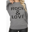 Rock & Love Slogan Ribbed Jumper Grey