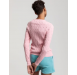 Stretch cotton cable crew - preppy pink
